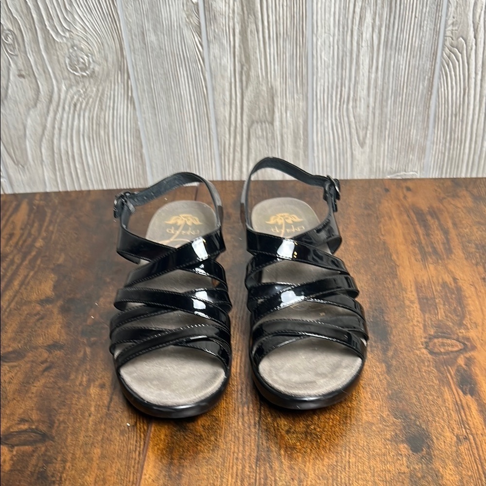 Dansko Women’s Black Leather Slingback Sandal Open Toe Slip On Casual Shoe 7M 38